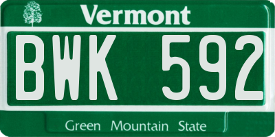 VT license plate BWK592