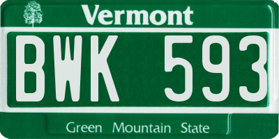VT license plate BWK593
