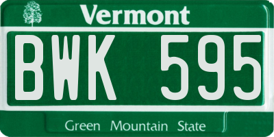 VT license plate BWK595