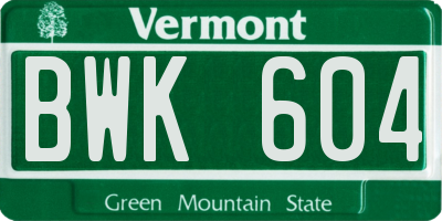 VT license plate BWK604