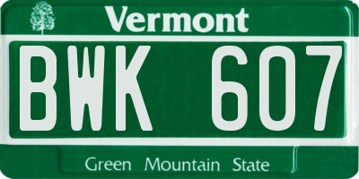 VT license plate BWK607