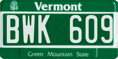 VT license plate BWK609