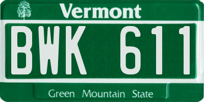 VT license plate BWK611