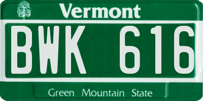 VT license plate BWK616