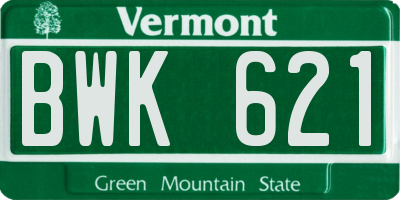 VT license plate BWK621