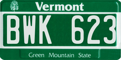VT license plate BWK623
