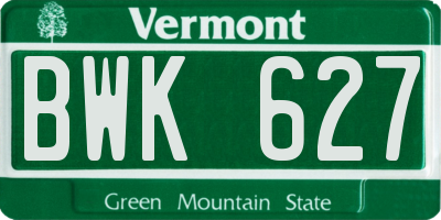 VT license plate BWK627