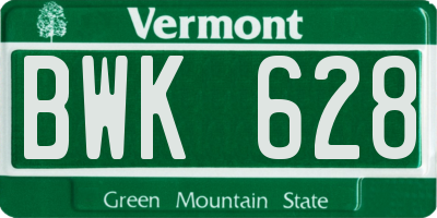 VT license plate BWK628