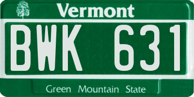 VT license plate BWK631