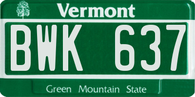 VT license plate BWK637