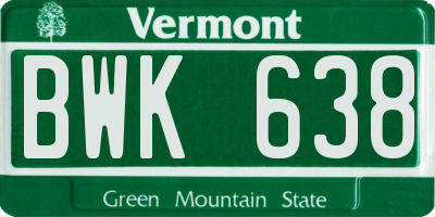VT license plate BWK638