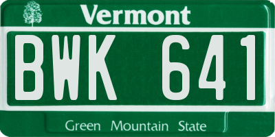 VT license plate BWK641