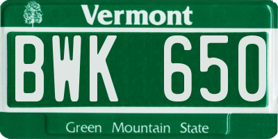 VT license plate BWK650