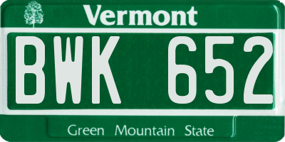 VT license plate BWK652
