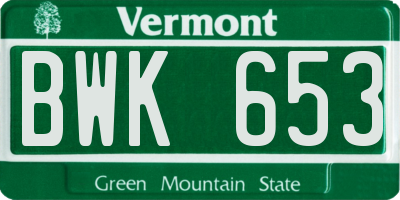 VT license plate BWK653
