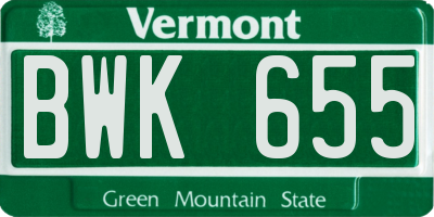 VT license plate BWK655