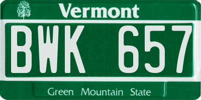 VT license plate BWK657