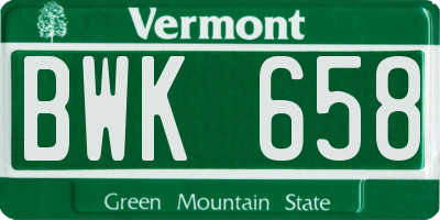 VT license plate BWK658
