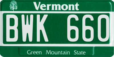 VT license plate BWK660