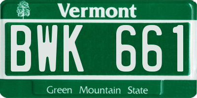 VT license plate BWK661