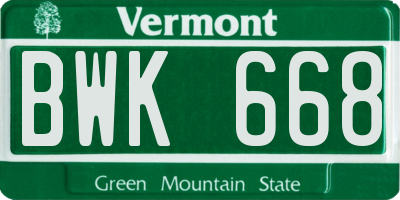 VT license plate BWK668