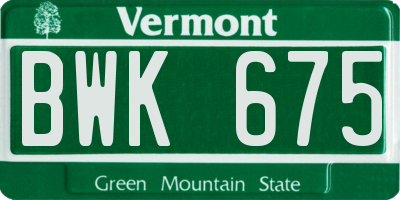 VT license plate BWK675