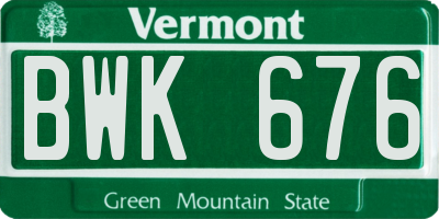 VT license plate BWK676