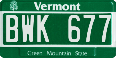 VT license plate BWK677