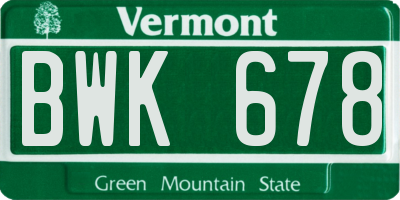 VT license plate BWK678