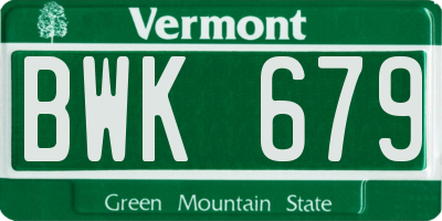 VT license plate BWK679