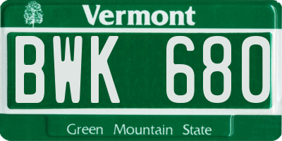 VT license plate BWK680