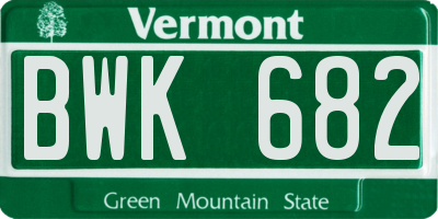 VT license plate BWK682