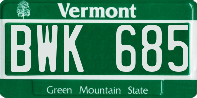 VT license plate BWK685