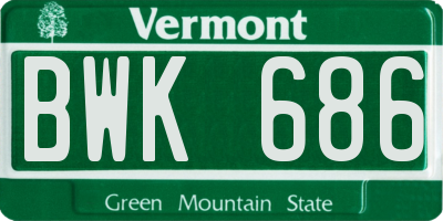 VT license plate BWK686