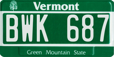 VT license plate BWK687