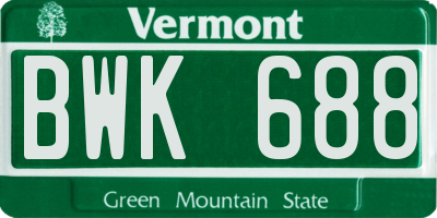 VT license plate BWK688