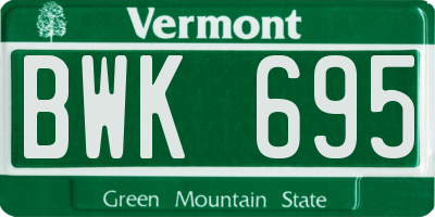 VT license plate BWK695