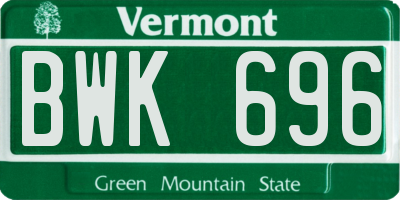 VT license plate BWK696