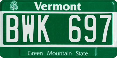 VT license plate BWK697