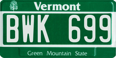 VT license plate BWK699