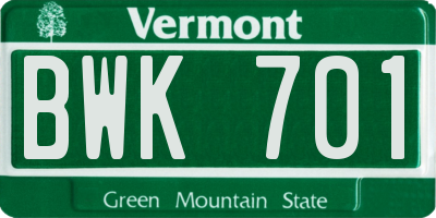 VT license plate BWK701