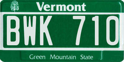 VT license plate BWK710