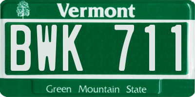 VT license plate BWK711