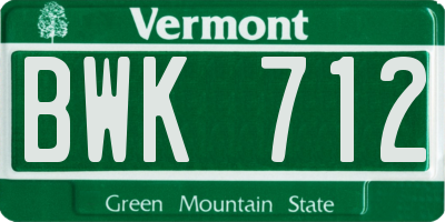 VT license plate BWK712