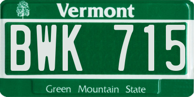 VT license plate BWK715