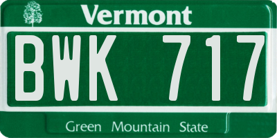 VT license plate BWK717