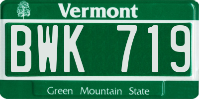 VT license plate BWK719