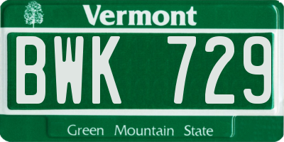 VT license plate BWK729