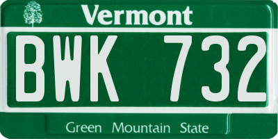 VT license plate BWK732