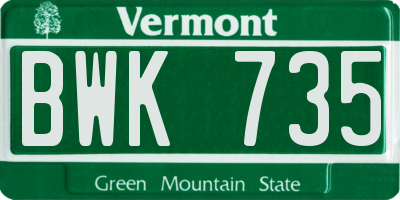 VT license plate BWK735